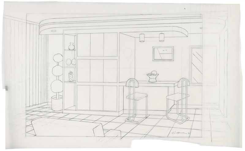 Artwork: Interior with Built-In Bar (Study), c. 1990–91 (RLCR 3980)