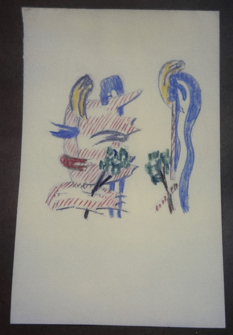 Artwork: Brushstroke Head IV (Study), 1986 (RLCR 3514) Photo: Courtesy RLF Archives Detail of archival image