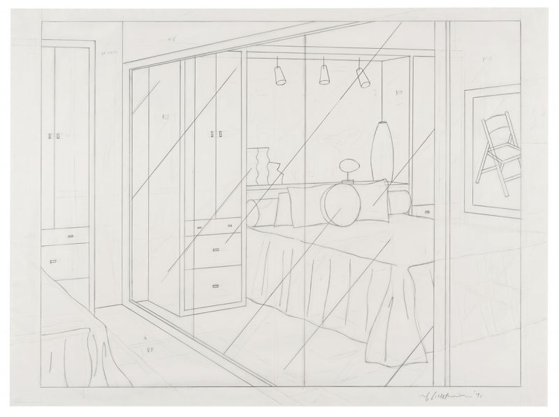 Artwork: Interior with Mirrored Closet (Study), 1991 (RLCR 4033)  Image of full sheet not available