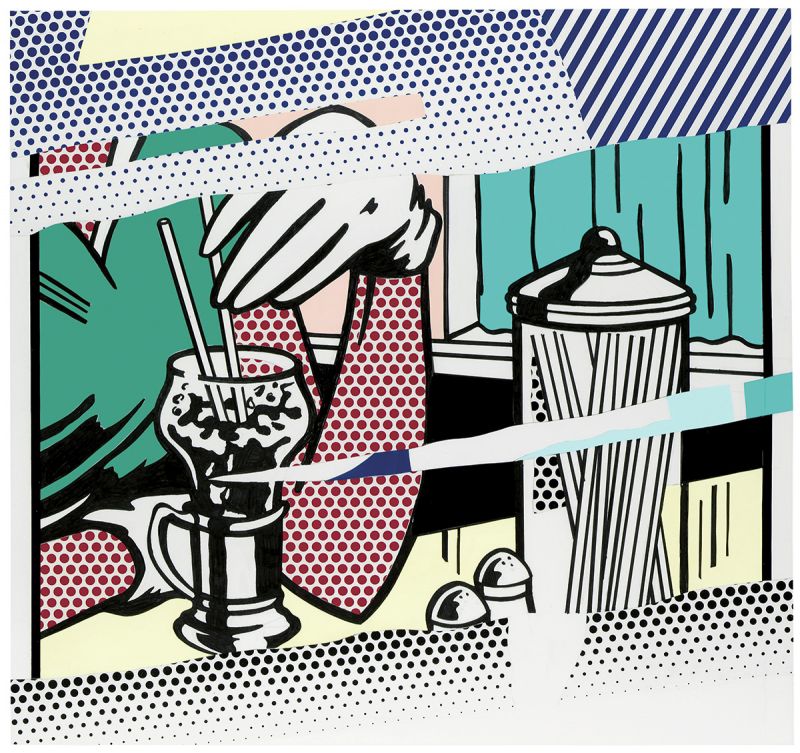 Artwork: Reflections on Soda Fountain (Study), 1990 (RLCR 3948) Photo: Courtesy Christie's Image of full board not available