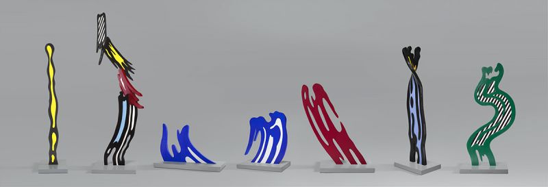 Artwork: Singapore Brushstrokes (Maquette), 1996 (RLCR 4594)  From left to right: Brushstroke A, Brushstroke B, Brushstroke C1, Brushstroke C2, Brushstroke D, Brushstroke E, Brushstroke F