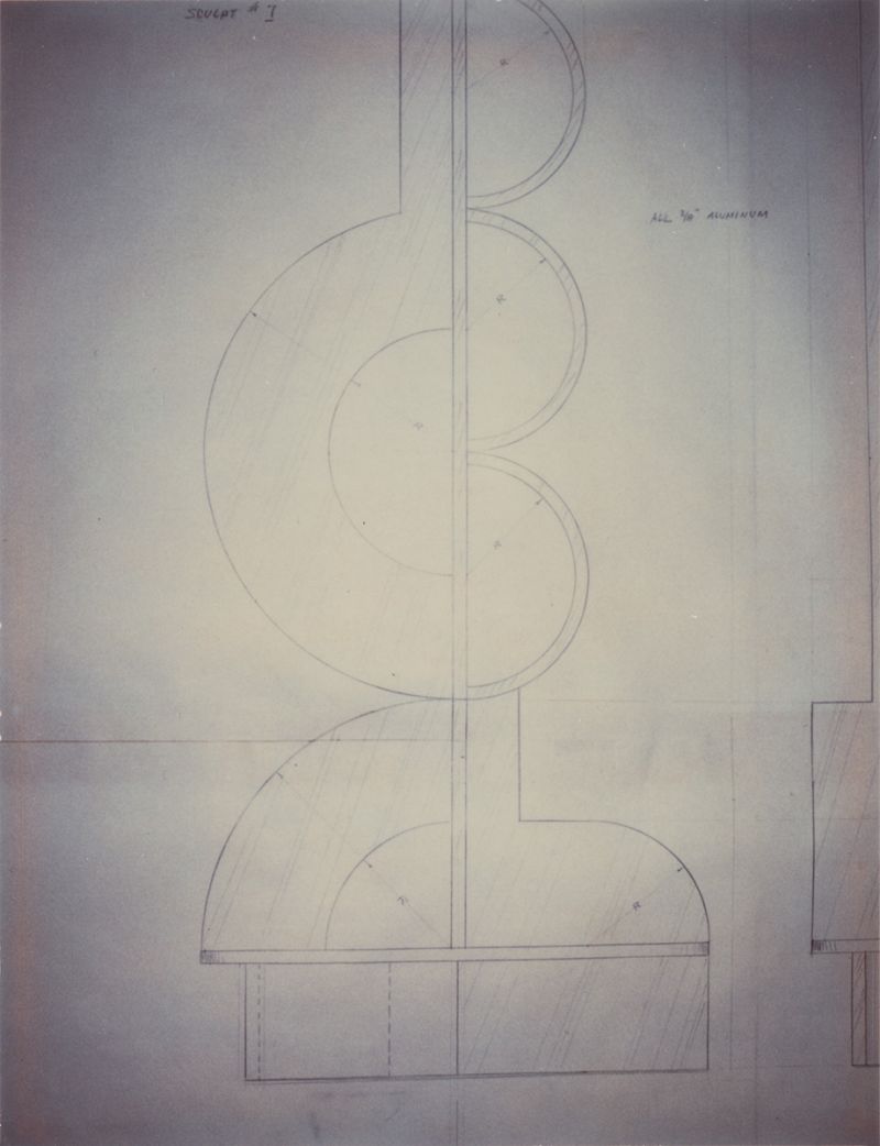 Artwork: Modern Sculpture with Intersecting Arcs (Study), 1968 (RLCR 1563) Photo: Courtesy RLF Archives Detail of archival image