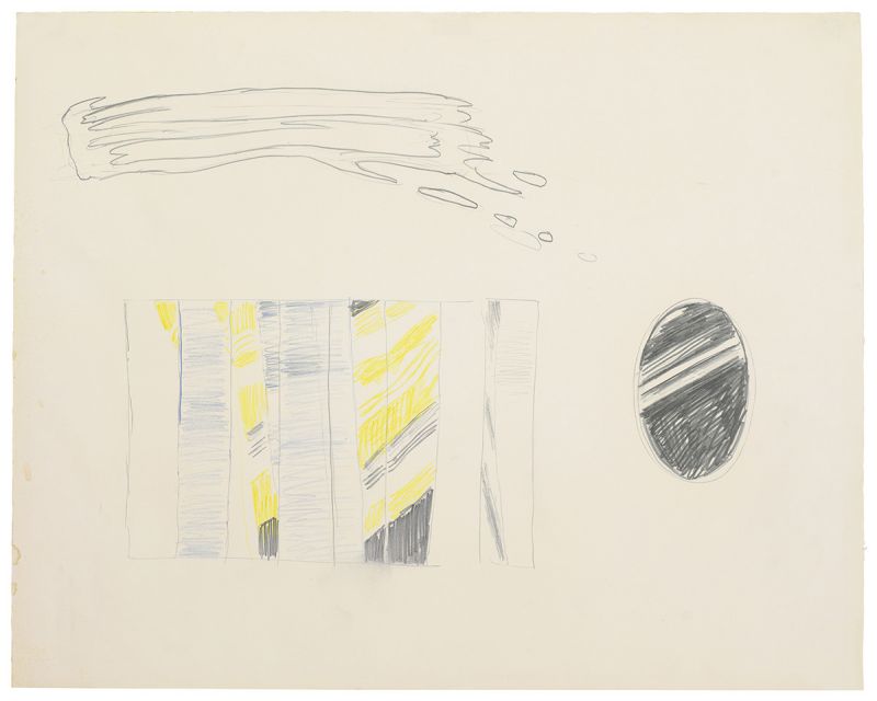 Artwork: Yellow and Black Brushstroke (Eat Art) and Mirror (Studies), c. 1970 (RLCR 1919)