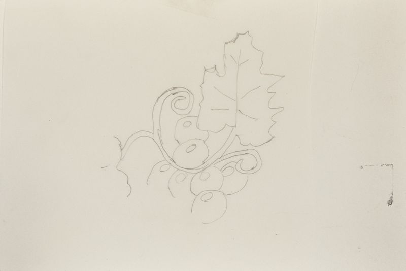 Artwork: Taittinger 1985 Champagne Bottle Label (Study), c. 1987 (RLCR 4767)  Detail of archival image