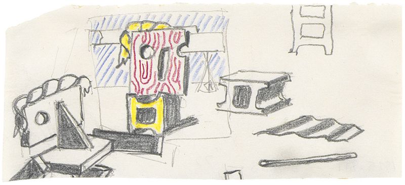 Artwork: Woman with Lollipop and Figures in Landscape (Studies), 1977 (RLCR 2677)