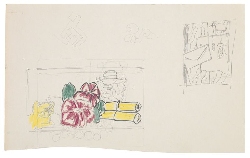 Artwork: Still Life with Bamboo Sticks and Trompe l'Oeil (Studies), 1973 (RLCR 2186)