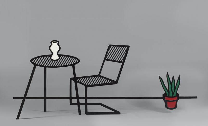 Artwork: Chair, Table and Flower Pot, 1993 (fabricated 1994–95, posthumous 0/3 fabricated 2020) (RLCR 4256)  RLCR 4256.1/3
