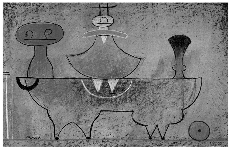 Artwork: Horse with Figure, c. 1948 (RLCR 103) Photo: Courtesy RLF Archives Black-and-white image