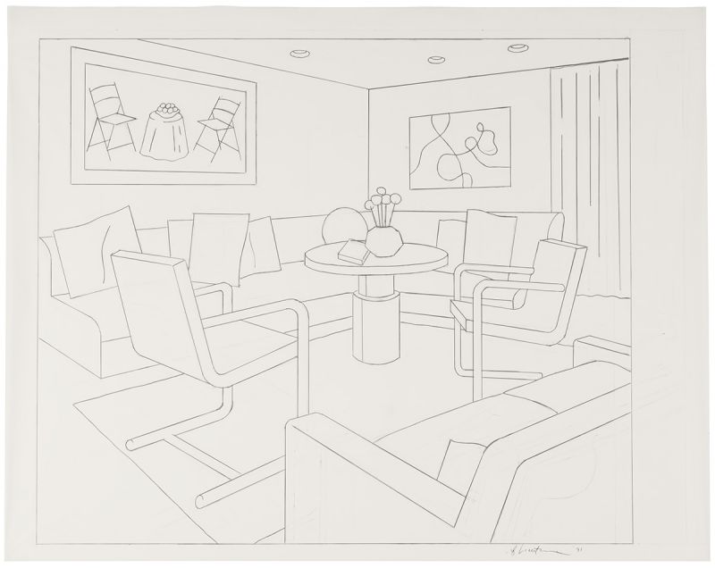 Artwork: Interior with Red Wall (Study), 1991 (RLCR 4042) Photo: UBS Art Collection