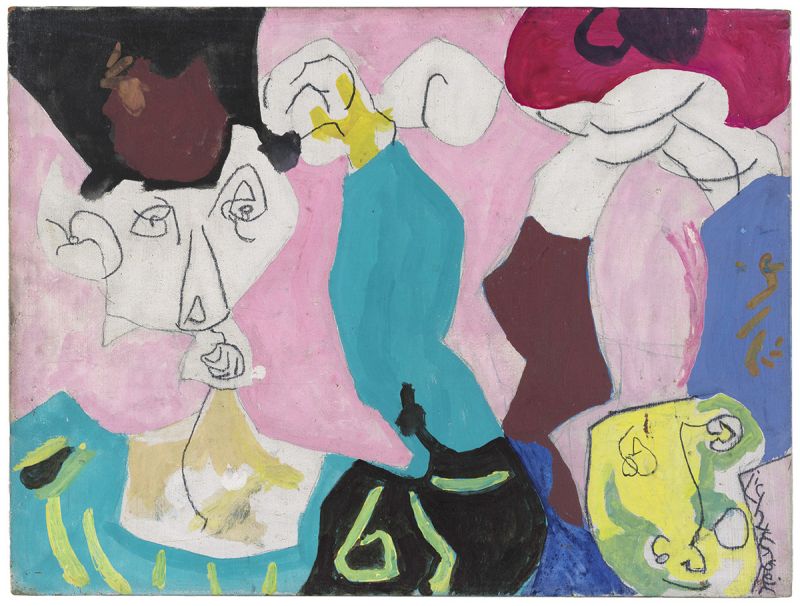 Artwork: Two Figures with Hats, 1947 (RLCR 86) Photo: Courtesy Bonhams