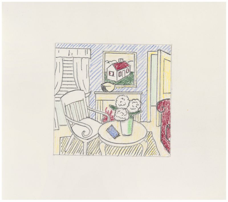 Artwork: Interior with Painting of House (Study), 1997 (RLCR 4715)  Image of full sheet not available