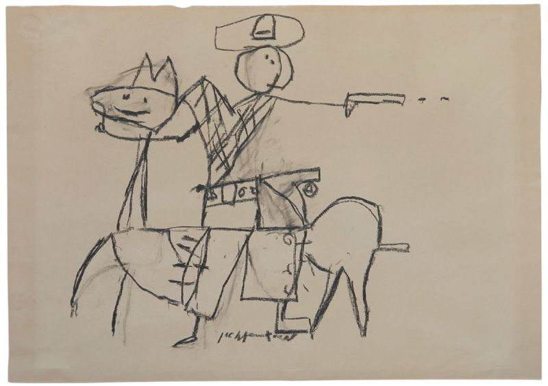 Artwork: Cowboy on Horseback (Study), c. 1951 (RLCR 275)