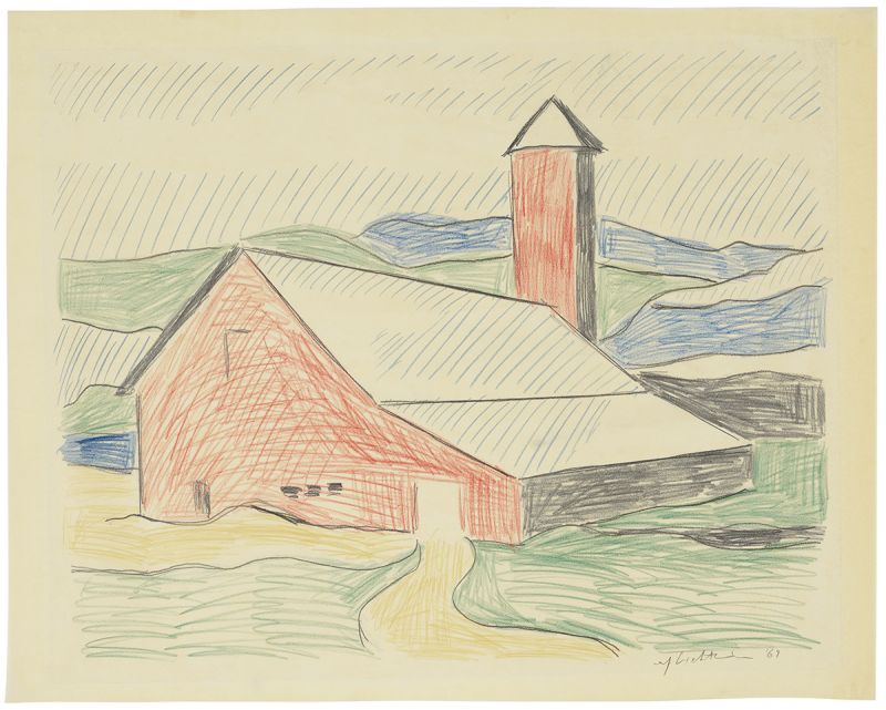 Artwork: Red Barn II (Study), 1969 (RLCR 1767) Photo: Courtesy Christie's