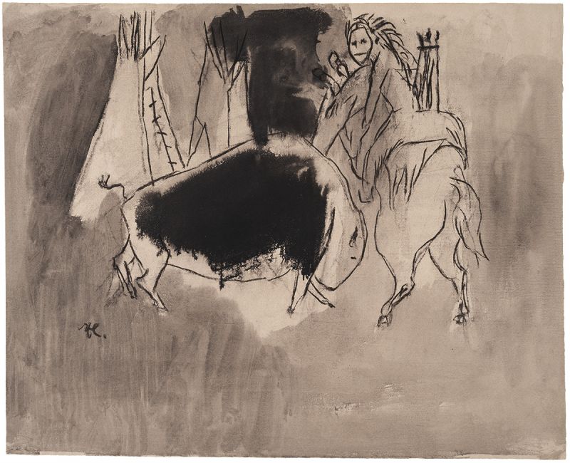 Artwork: Indian and Buffalo, c. 1950 (RLCR 190)