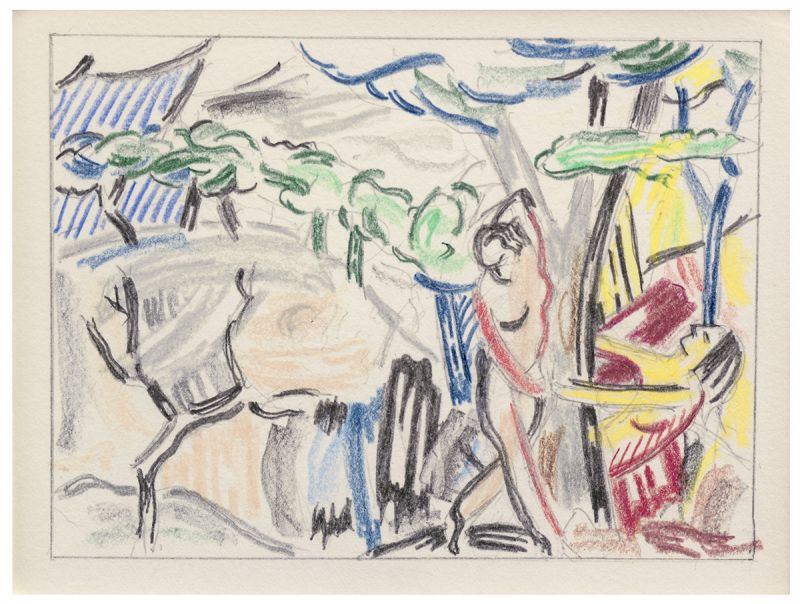 Artwork: Figures in Landscape (Study), 1985 (RLCR 3418)  Image of full sheet not available