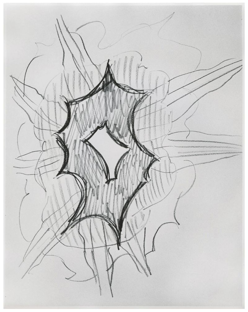 Artwork: Wall Explosion (Study), 1965 (RLCR 1184) Photo: Harry Shunk © J. Paul Getty Trust. Getty Research Institute, Los Angeles Black-and-white image
