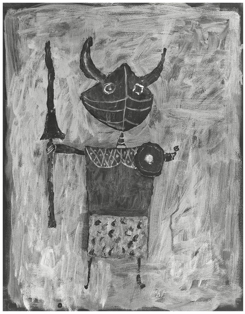 Artwork: Warrior with Lance, c. 1950–51 (RLCR 260) Photo: Courtesy RLF Archives Black-and-white image