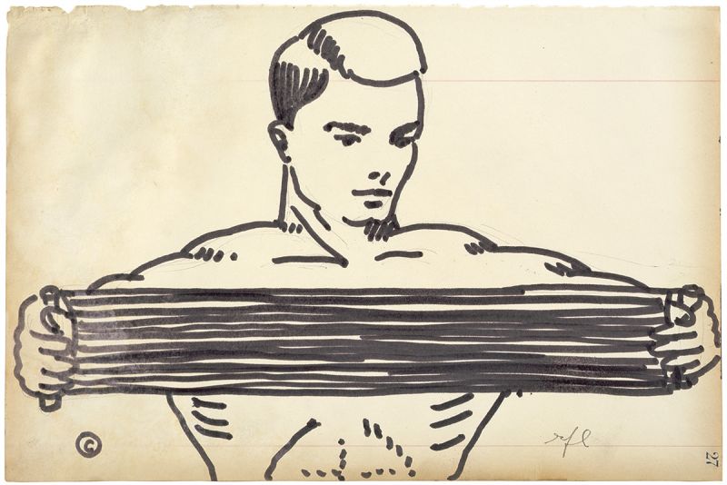 Artwork: Man with Chest Expander, c. 1961 (RLCR 645) Photo: Courtesy Whitney Museum of American Art