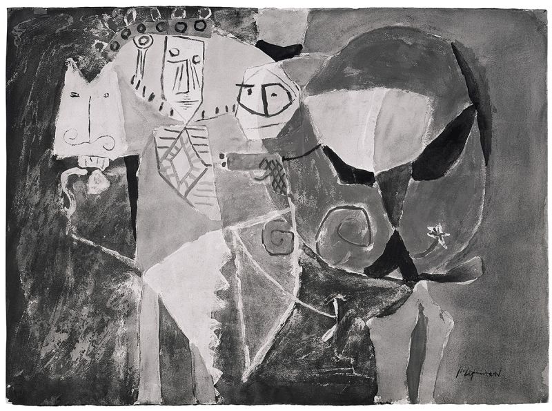 Artwork: Sheriff and Indian, c. 1951–52 (RLCR 341) Photo: Courtesy RLF Archives Black-and-white image