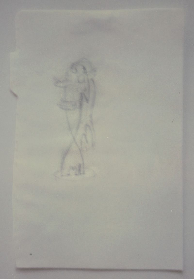 Artwork: Metallic Brushstroke Head (Study), c. 1992 (RLCR 4144) Photo: Courtesy RLF Archives Detail of archival image
