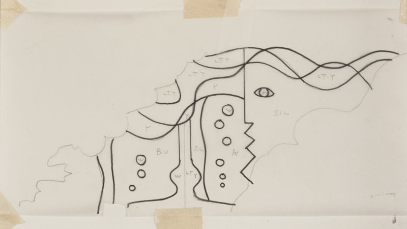 Artwork: Taittinger 1985 Champagne Bottle Label (Study), c. 1987 (RLCR 4772)  Detail of archival image