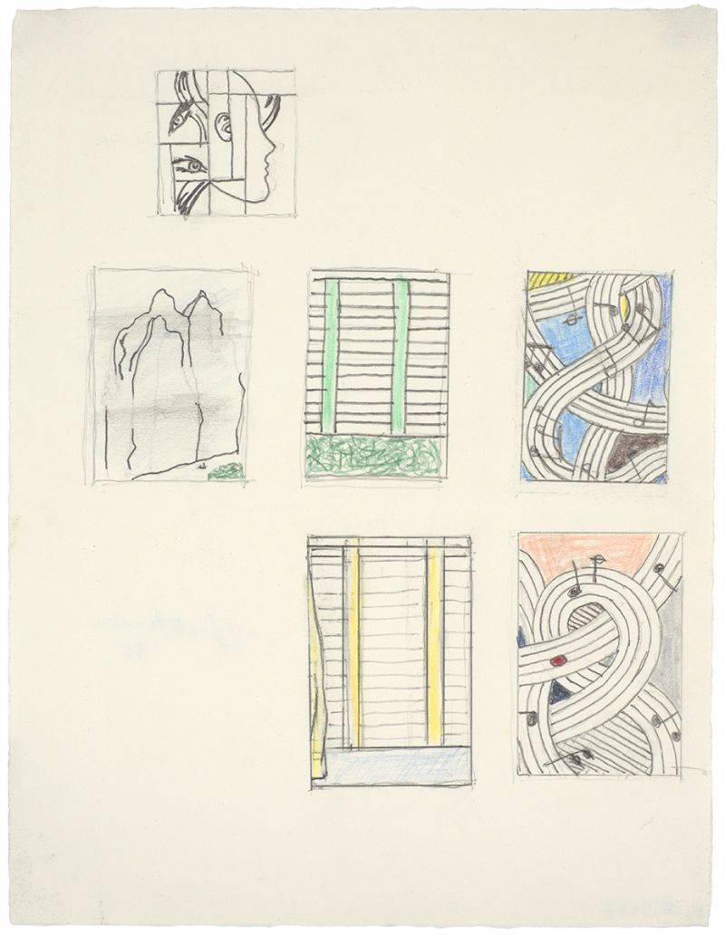 Artwork: Venetian School I and II, Composition I and II, Chinese Style Landscape, and Modern Art (Studies), 1995 (RLCR 4439)