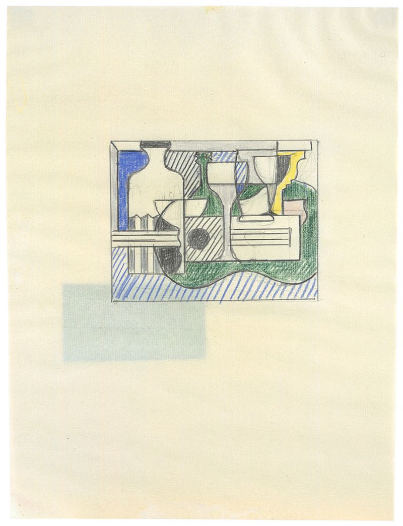 Artwork: Purist Painting with Guitar, Glass and Bottle (Study), 1975 (RLCR 2395)