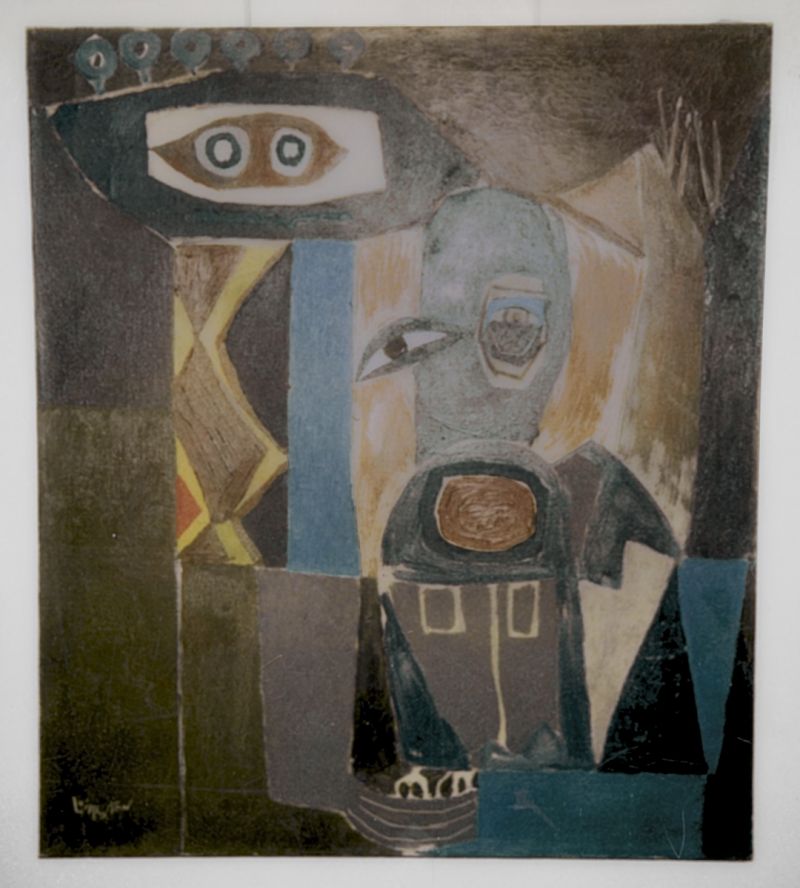 Artwork: Indian with Bird II, c. 1952 (RLCR 369) Photo: Courtesy RLF Archives Detail of archival image