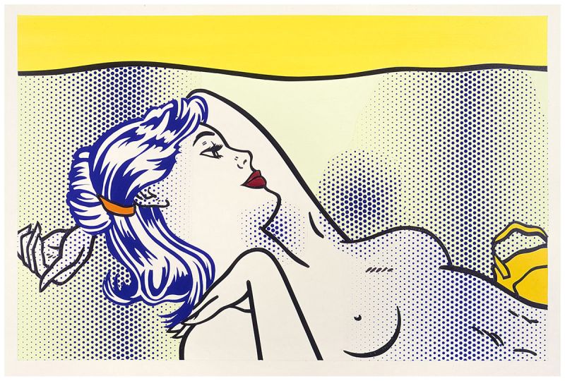 Artwork: Nude with Yellow Beach Bag (Study), 1995 (RLCR 4421)  Image of full board not available
