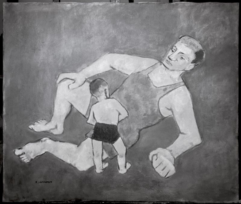 Artwork: Man with Little Boy, c. 1942–43 (RLCR 14) Photo: Courtesy RLF Archives Detail of archival image