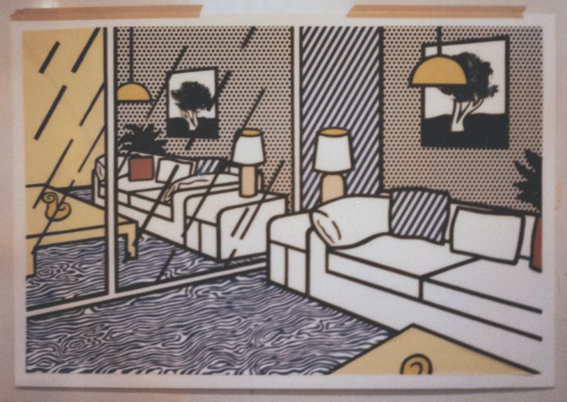 Artwork: Wallpaper with Blue Floor Interior (Study), c. 1991–92 (RLCR 4791) Photo: Courtesy RLF Archives Detail of archival image