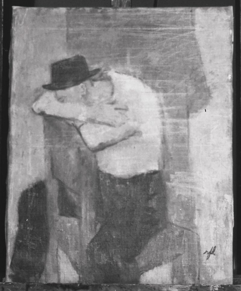 Artwork: Man Seated on Chair, c. 1942–43 (RLCR 13) Photo: Courtesy RLF Archives Detail of archival image