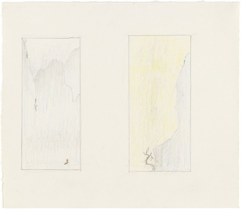 Artwork: Tall Mountains and Landscape with Cliff (Studies), 1996 (RLCR 4603)