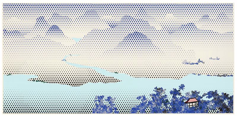 Artwork: Landscape with River (Study), 1996 (RLCR 4545) Photo: Courtesy Sotheby's Image of full board not available