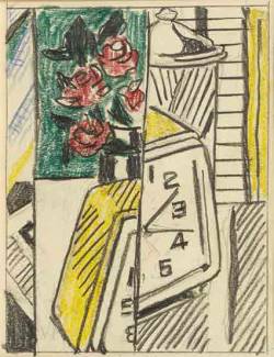 Artwork: Still Life with Clock and Roses (Study), 1975 (RLCR 2414)