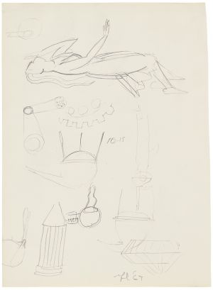 Artwork: Modern Element and Reclining Woman (Studies), 1967 (RLCR 1341)