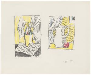 Artwork: Still Life with Brushes, Starfish, Shells and Still Life with Pitcher and Apple (Studies), 1972 (RLCR 2064)