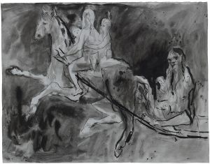 Artwork: Indians on Horse with Travois, c. 1950 (RLCR 197)