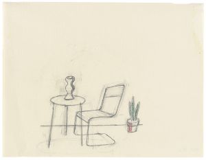Artwork: Chair, Table and Flower Pot (Study), c. 1976 (RLCR 2432)