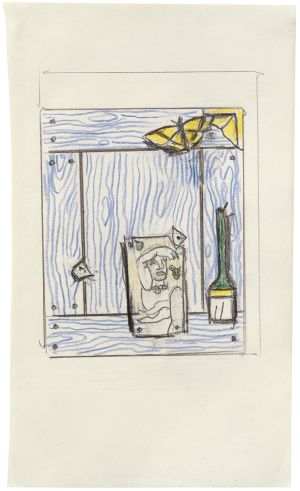 Artwork: Trompe l'Oeil with Léger Head and Paintbrush (Study), 1973 (RLCR 2236)