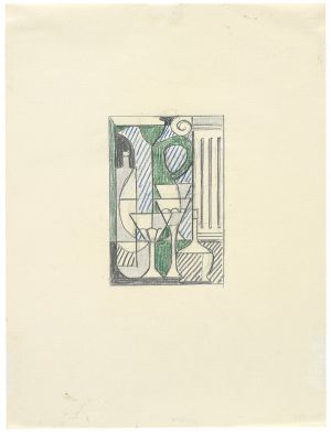 Artwork: Purist Painting with Pitcher, Glass and Classical Column (Study), 1975 (RLCR 2399)