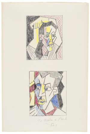 Artwork: Head with Black Hair and Male Head (Studies), 1980 (RLCR 2925)