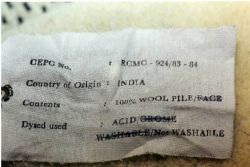 Amerind Landscape Tapestry, 1979 (manufactured c. 1979–85) RLCR 2869.unkn10.version7e.  Verso of manufacturer's label