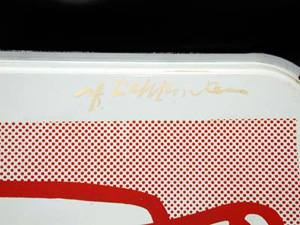 Hot Dog Tray #1, 1964 (RLCR 878). Detail of signature
