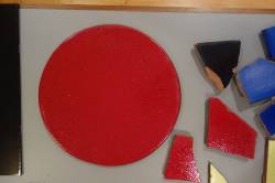 Barcelona Head, c. 1988 (fabricated 1992) (RLCR 3769). Sample tiles gifted to RLF Archives by Francisco Fusté in 2014