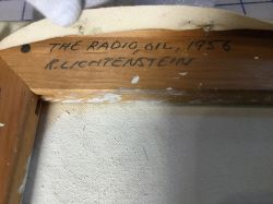 Untitled, c. 1959–60 (RLCR 603). Detail of inscription on stretcher