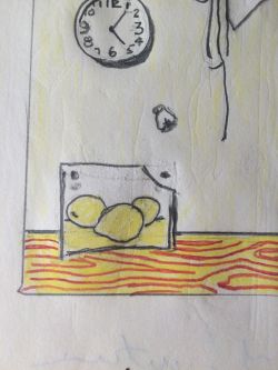 Studio Wall with Pocket Watch, Fly and Sketch of Lemons (Study), 1973 (RLCR 2231). Detail