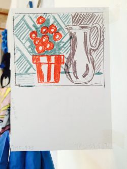 Deep in Thought (Study), 1980 (RLCR 2897). Front of postcard illustrating RLCR 2190, Still Life with Pitcher and Flowers (Study)