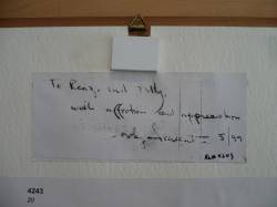 Chapel of the Eucharist Mural (Study), 1997 (RLCR 4664). Photocopy of posthumous inscription (on drawing verso) adhered to backing board