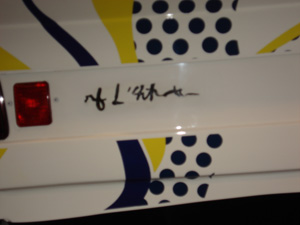 BMW Art Car, 1977 (RLCR 2545). Rear bumper with signature